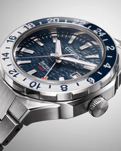Charger l'image dans la galerie, CITIZEN Mens Premier Automatics Series8 880 GMT Silver-Tone Stainless Steel Case, Silver-Tone Stainless Steel Bracelet, Navy Dial, WR 0100M
