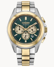 Load image into Gallery viewer, CITIZEN Mens ECO ECO Two-Tone Stainless Steel Case, Two-Tone Stainless Steel Bracelet, Green  Dial, WR 0100M CA4684-54X - Moments Watches &amp; Jewelry
