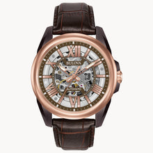 Load image into Gallery viewer, BULOVA Mens  BUL Two-Tone Stainless Steel Case, Brown Leather Strap, Brown  Dial, WR 0100M 98A165 - Moments Watches &amp; Jewelry
