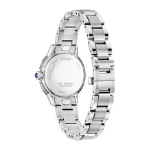 Load image into Gallery viewer, CITIZEN Ladies ECO ECO Silver-Tone Stainless Steel Case, Silver-Tone Stainless Steel Bracelet, Black  Dial, WR 0050M EM1160-58E - Moments Watches &amp; Jewelry
