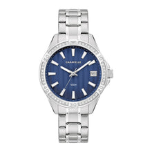 Load image into Gallery viewer, BULOVA Ladies  Caravelle Silver-Tone Stainless Steel Case, Silver-Tone Stainless Steel Bracelet, Blue  Dial, WR 0100M 43M122 - Moments Watches &amp; Jewelry
