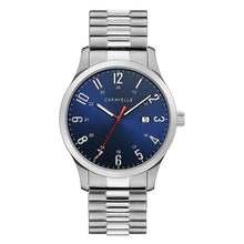 Load image into Gallery viewer, BULOVA Mens  Caravelle Silver-Tone Stainless Steel Case, Silver-Tone Stainless Steel Expansion, Blue  Dial, WR 0030M 43B161 - Moments Watches &amp; Jewelry
