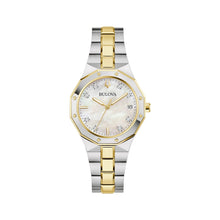 Charger l'image dans la galerie, BULOVA Ladies  BUL Two-Tone Stainless Steel Case, Two-Tone Stainless Steel Bracelet, White  Dial, WR 0100M 98P234 - Moments Watches &amp; Jewelry
