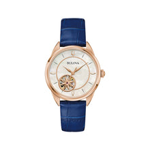 Charger l'image dans la galerie, BULOVA Ladies  BUL Rose Gold-Tone Stainless Steel Case, Navy Leather Strap, White Mother of Pearl  Dial, WR 0030M 97L180 - Moments Watches &amp; Jewelry
