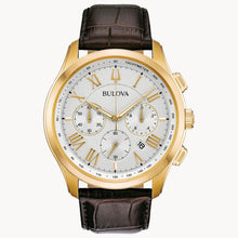Charger l'image dans la galerie, BULOVA Mens  BUL Gold-Tone Stainless Steel Case, Brown Leather Strap, Silver-White  Dial, WR 0030M 97B169 - Moments Watches &amp; Jewelry
