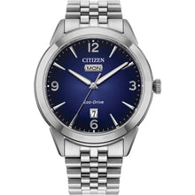 Load image into Gallery viewer, CITIZEN Mens ECO ECO Silver-Tone Stainless Steel Case, Silver-Tone Stainless Steel Bracelet, Blue  Dial, WR 0100M AW0150-53L - Moments Watches &amp; Jewelry

