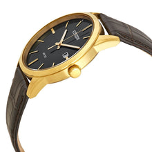 Load image into Gallery viewer, CITIZEN Mens QTZ QTZ Gold-Tone Stainless Steel Case, Brown Leather Strap, Black  Dial, WR 0050M BI5002-06E
