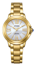 Load image into Gallery viewer, CITIZEN Ladies ECO ECO Gold-Tone Stainless Steel Case, Gold-Tone Stainless Steel Bracelet, White  Dial, WR 0050M EM1162-52A
