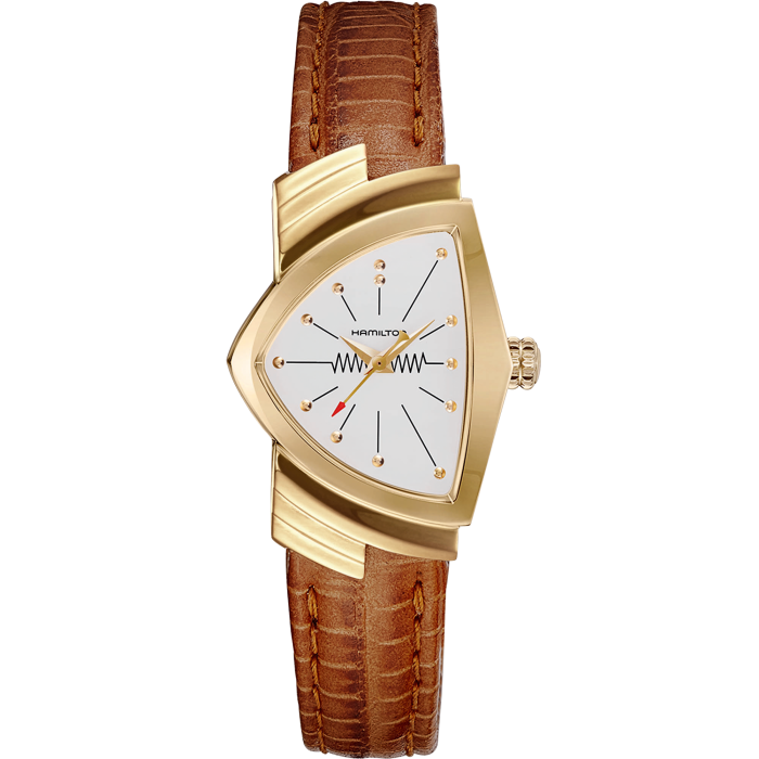 HAMILTON VENTURA SM QTZ YL PVD BN LTH H24101511