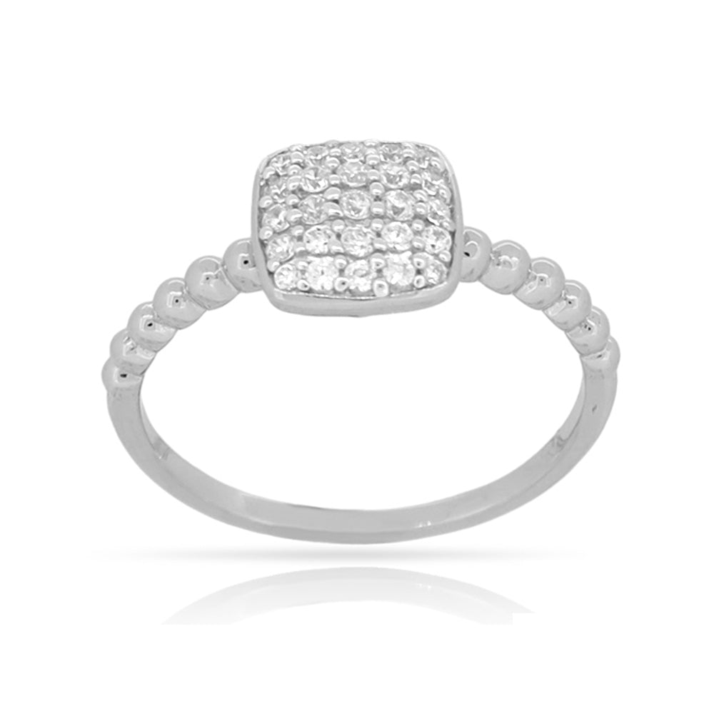 MISS MIMI  925 Sterling Silver Dainty pave ring with beaded band  02-023149-01