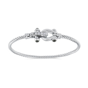 MISS MIMI  925 Sterling Silver Bangle Twist cable with equestrian buckle 07-082770-01