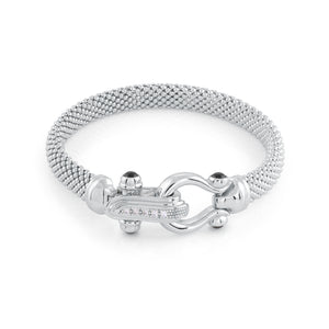 MISS MIMI  925 Sterling Silver Timeless mesh bracelet with equestrian front clasp 07-083166-01