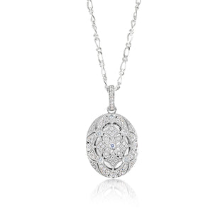 MISS MIMI  925 Sterling Silver Oval shape intricate locket Necklace  09-072438
