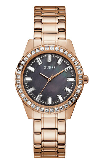 GUESS Crystal Rose Gold-Tone Analog Watch GW0111L3