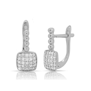 MISS MIMI  925 Sterling Silver Dainty pave earring with beaded post  13-023149
