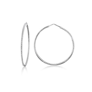MISS MIMI  925 Sterling Silver Diamond cut hoop Earring  13-092447-01