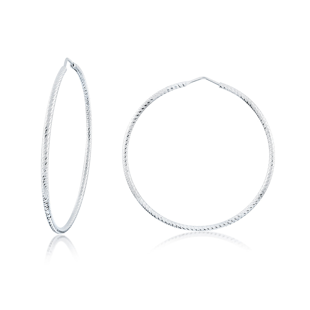 MISS MIMI  925 Sterling Silver Diamond cut hoop Earrings  13-092448-01