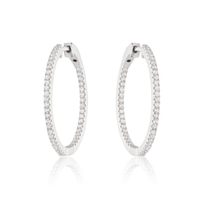 MISS MIMI  925 Sterling Silver Inside out diamond look alike hoop Earrings  13-142496-11