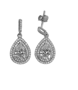 MISS MIMI  925 Sterling Silver Bridal Pear Drop Earrings  13-143020-01