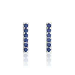 MISS MIMI  925 Sterling Silver Classic Bar Earrings With Lab Created Blue Stones  13-143233-18