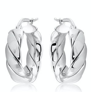 MISS MIMI  925 Sterling Silver Lucia wrap quilt hoop Earrings  13-403563-01