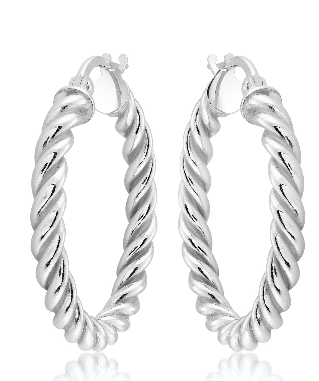 MISS MIMI  925 Sterling Silver Twist wrap hoop Earrings  13-403564-01