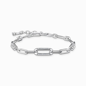 THOMAS SABO Yellow-gold plated link bracelet with anchor element and zirconia A2032-414-14
