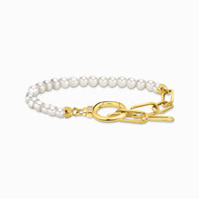 Charger l&#39;image dans la galerie, THOMAS SABO Bracelet plaqué or jaune avec perles d&#39;onyx et zircone blanche A2134-177-11 
