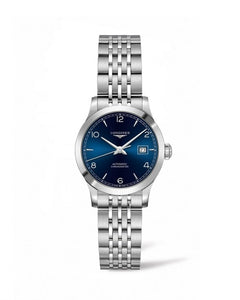 LONGINES RECORD 30MM BLUE DIAL AUTOMATIC CHRONOMETER L23214966 - Moments Watches & Jewelry