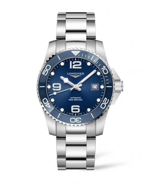 LONGINES HYDROCONQUEST CERAMIC BLUE DIAL 41MM AUTOMATIC DIVING WATCH L37814966 - Moments Watches & Jewelry
