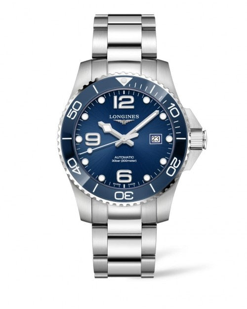 LONGINES HYDROCONQUEST CERAMIC BEZEL 43MM BLUE DIAL AUTOMATIC DIVING WATCH L37824966 - Moments Watches & Jewelry