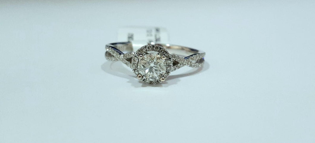 14k White Gold Fancy Halo Diamond Ring