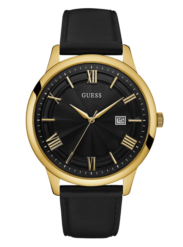 GUESS BLACK AND GOLD-TONE OVERSIZED WATCH U0972G2