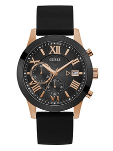 GUESS Black and Rose Gold-Tone Multifunction Watch U1055G3