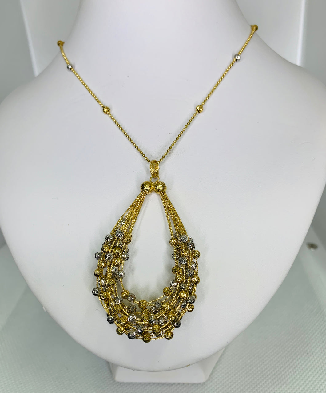 14K Two Tone Gold Necklace Fancy Design
