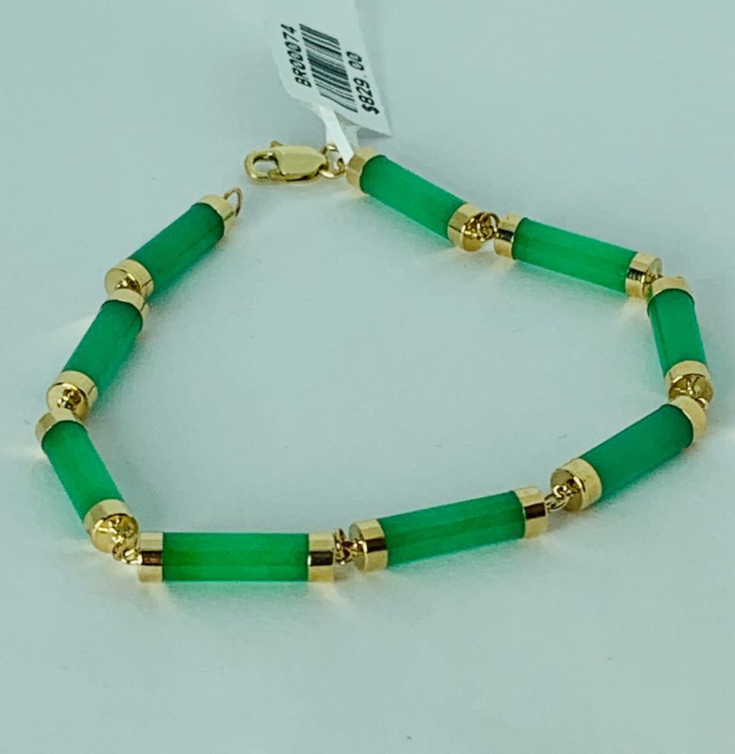 14K Yellow Gold Jade Bracelet